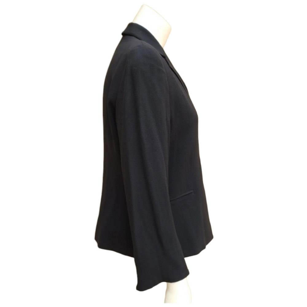 ARMANI COLLEZIONI Black Pinstriped Wool Blazer 8 Vintage Luxury Suit Jacket - Picture 7 of 15